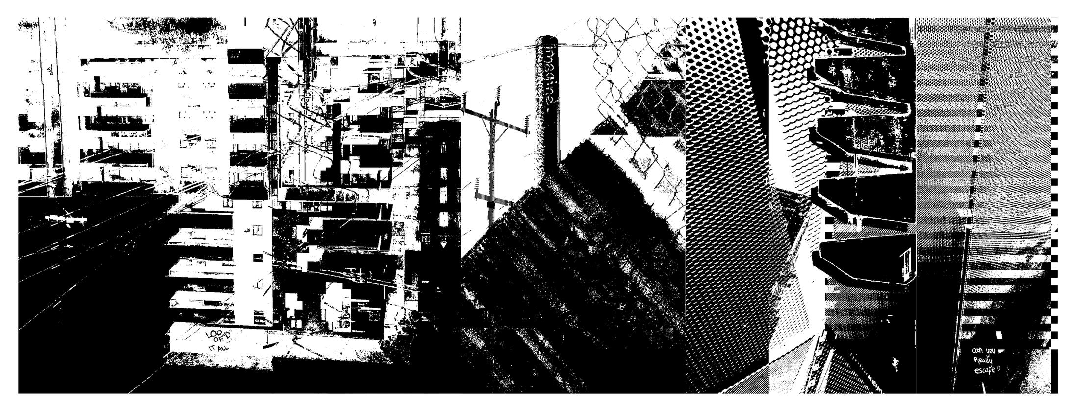BLVCKHEX cassette back – dystopian monochrome artwork with analog glitch textures and stark visual contrast by Sonic Bloom